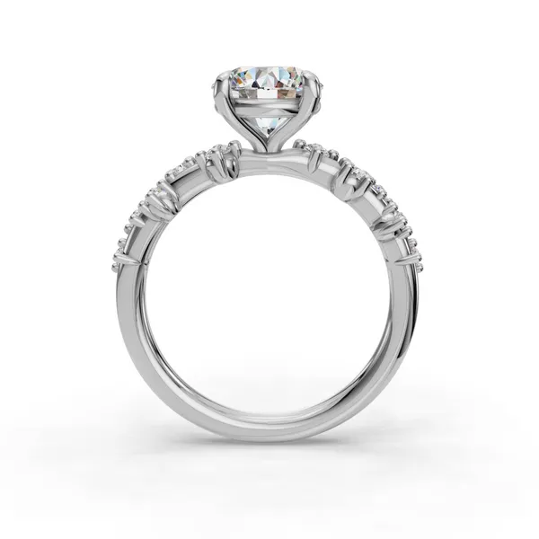 18K White Gold Round Engagement Ring Setting Image 2 SVS Fine Jewelry Oceanside, NY