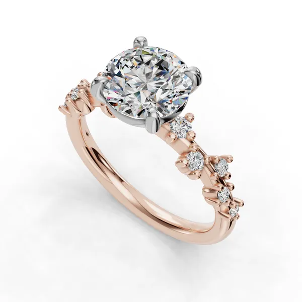 14K Rose Gold Round Engagement Ring Setting SVS Fine Jewelry Oceanside, NY