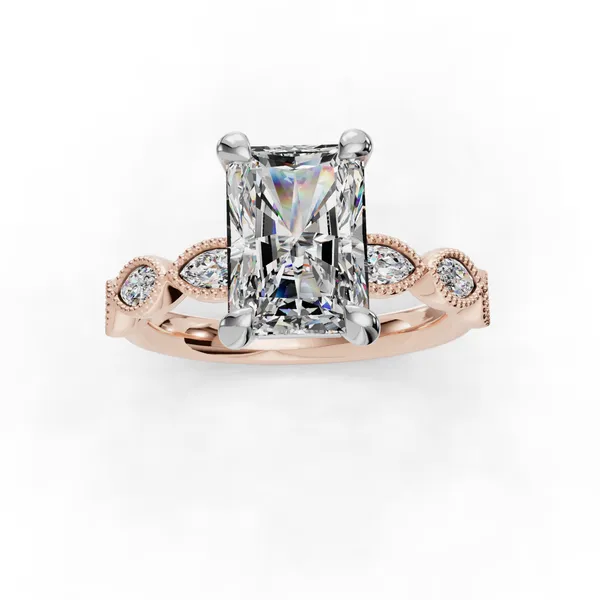 14K Rose Gold Radiant Engagement Ring Setting Image 4 SVS Fine Jewelry Oceanside, NY