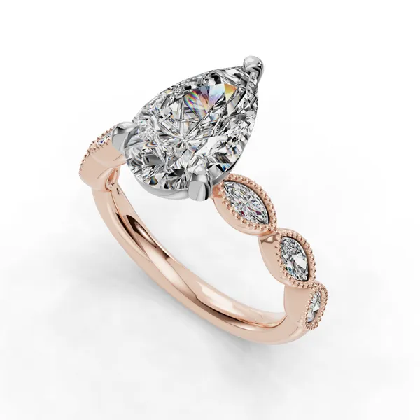 14K Rose Gold Pear Engagement Ring Setting SVS Fine Jewelry Oceanside, NY