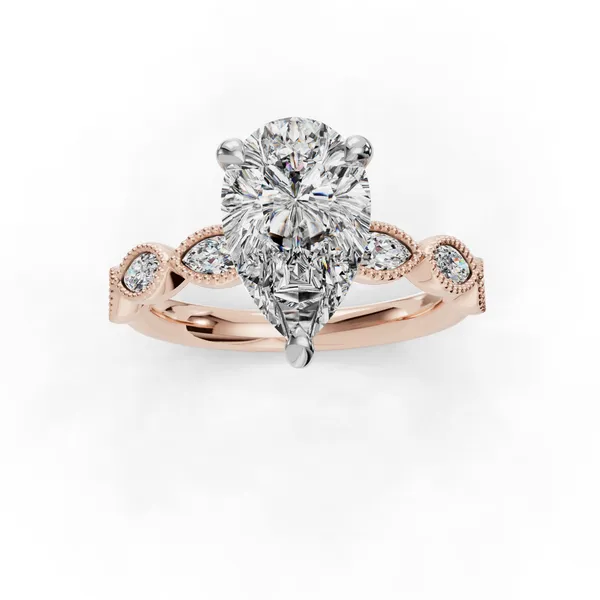 14K Rose Gold Pear Engagement Ring Setting Image 4 SVS Fine Jewelry Oceanside, NY
