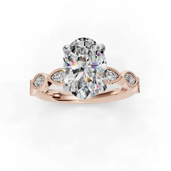 14K Rose Gold Oval Engagement Ring Setting Image 4 SVS Fine Jewelry Oceanside, NY