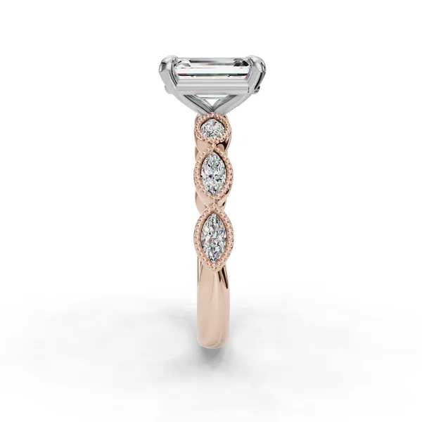 14K Rose Gold Emerald Engagement Ring Setting Image 3 SVS Fine Jewelry Oceanside, NY