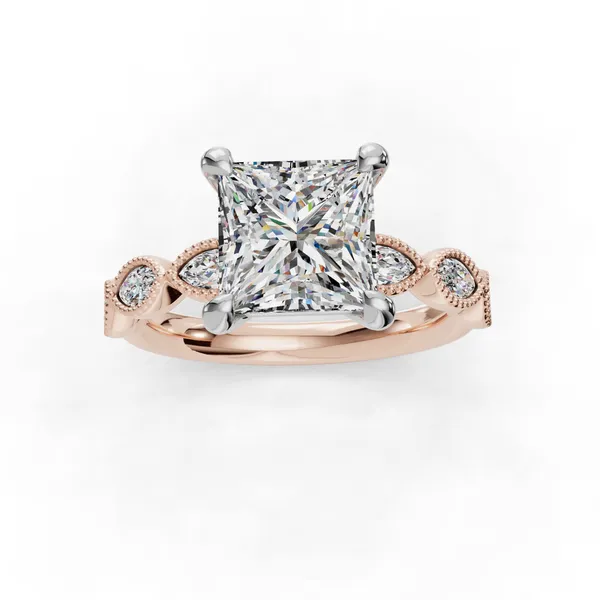 14K Rose Gold Princess Engagement Ring Setting Image 4 SVS Fine Jewelry Oceanside, NY