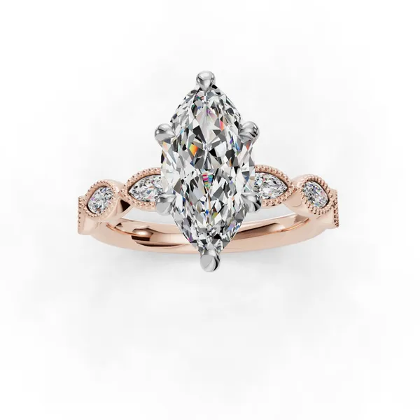 14K Rose Gold Marquise Engagement Ring Setting Image 4 SVS Fine Jewelry Oceanside, NY