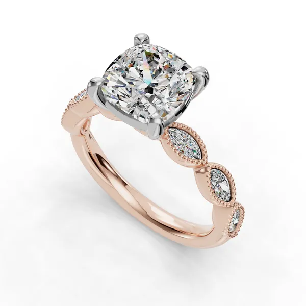 14K Rose Gold Cushion Engagement Ring Setting SVS Fine Jewelry Oceanside, NY