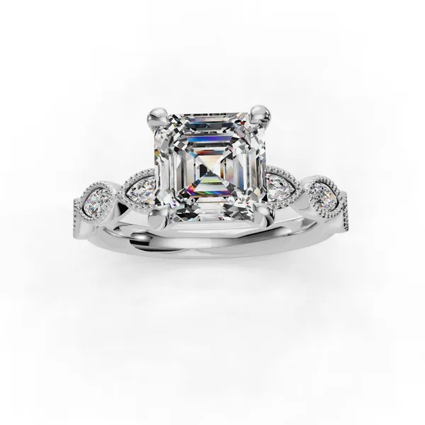 14K White Gold Asscher Engagement Ring Setting Image 4 SVS Fine Jewelry Oceanside, NY