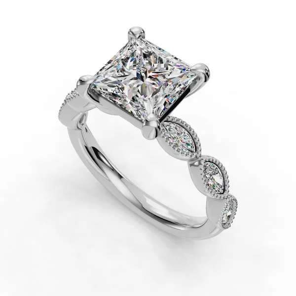 14K White Gold Princess Engagement Ring Setting SVS Fine Jewelry Oceanside, NY