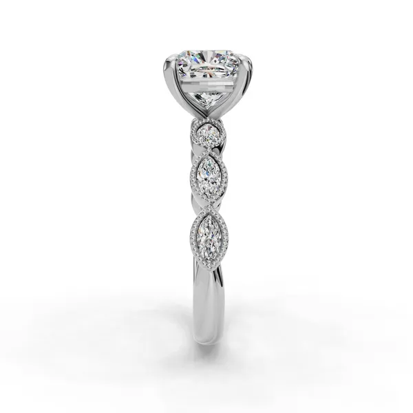 14K White Gold Cushion Engagement Ring Setting Image 3 SVS Fine Jewelry Oceanside, NY
