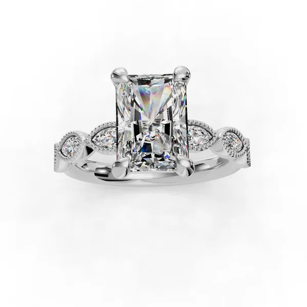 14K White Gold Radiant Engagement Ring Setting Image 4 SVS Fine Jewelry Oceanside, NY