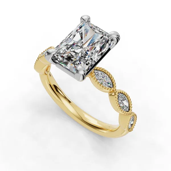 14K Yellow Gold Radiant Engagement Ring Setting SVS Fine Jewelry Oceanside, NY