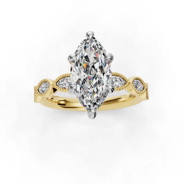 14K Yellow Gold Marquise Engagement Ring Setting Image 4 SVS Fine Jewelry Oceanside, NY