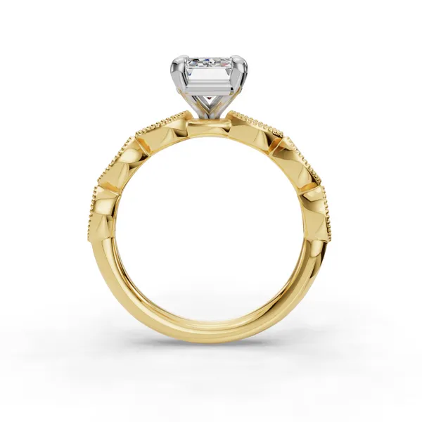 14K Yellow Gold Emerald Engagement Ring Setting Image 2 SVS Fine Jewelry Oceanside, NY