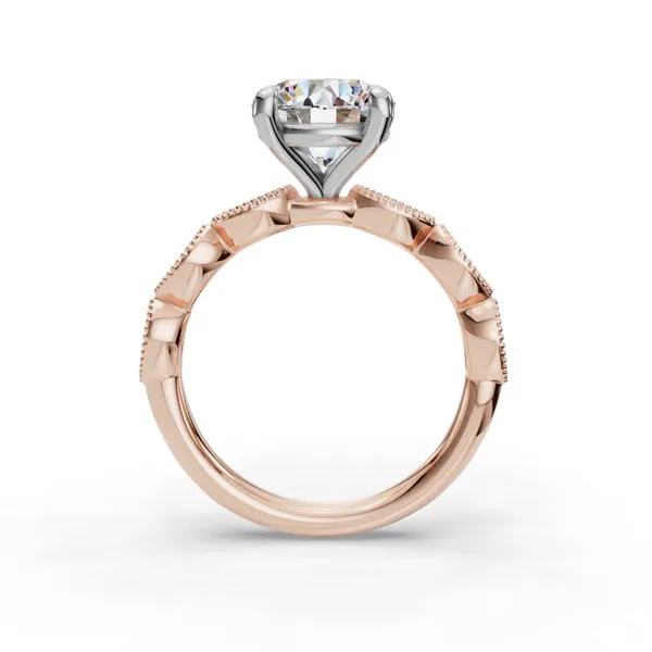 18K Rose Gold Round Engagement Ring Setting Image 2 SVS Fine Jewelry Oceanside, NY