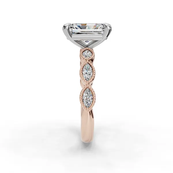 18K Rose Gold Radiant Engagement Ring Setting Image 3 SVS Fine Jewelry Oceanside, NY