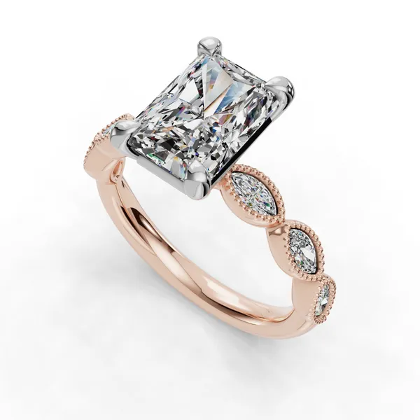 18K Rose Gold Radiant Engagement Ring Setting SVS Fine Jewelry Oceanside, NY