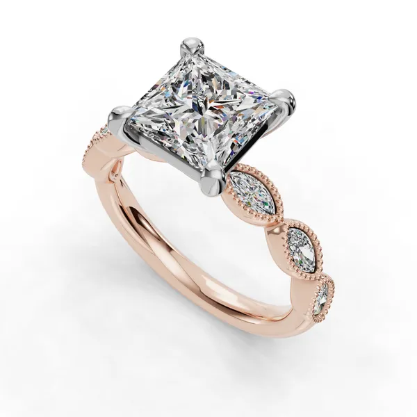 18K Rose Gold Princess Engagement Ring Setting SVS Fine Jewelry Oceanside, NY