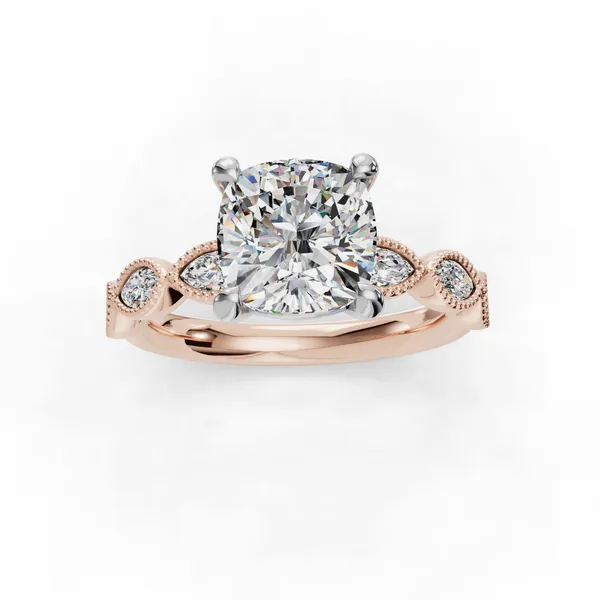 18K Rose Gold Cushion Engagement Ring Setting Image 4 SVS Fine Jewelry Oceanside, NY