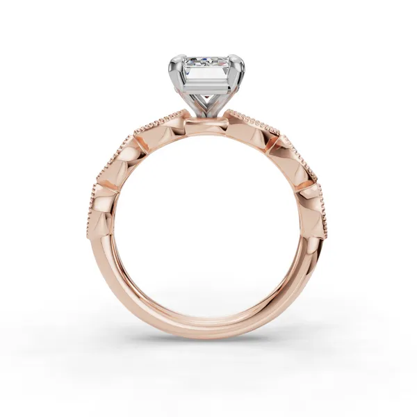 18K Rose Gold Emerald Engagement Ring Setting Image 2 SVS Fine Jewelry Oceanside, NY