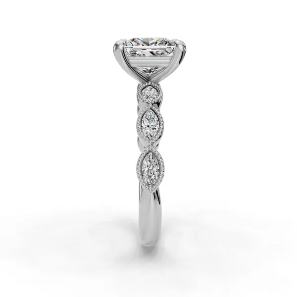 18K White Gold Princess Engagement Ring Setting Image 3 SVS Fine Jewelry Oceanside, NY