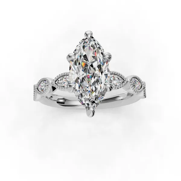 18K White Gold Marquise Engagement Ring Setting Image 4 SVS Fine Jewelry Oceanside, NY