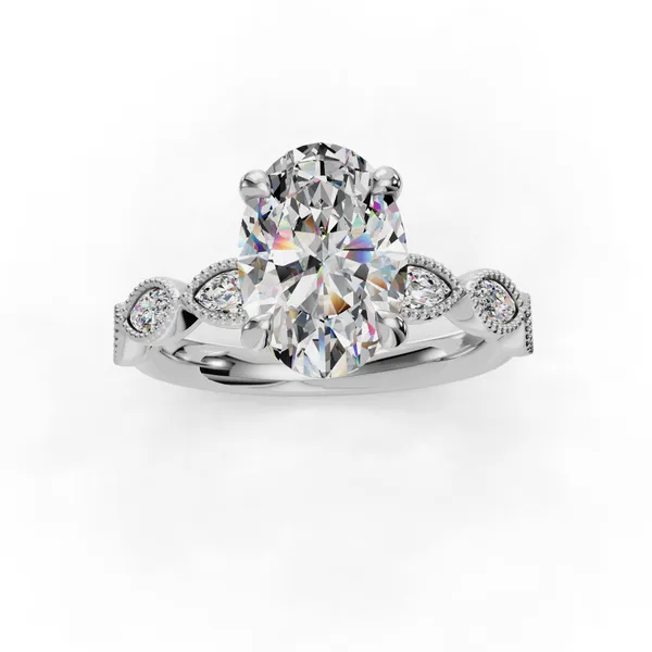 18K White Gold Oval Engagement Ring Setting Image 4 SVS Fine Jewelry Oceanside, NY