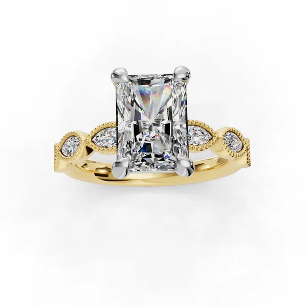 18K Yellow Gold Radiant Engagement Ring Setting Image 4 SVS Fine Jewelry Oceanside, NY