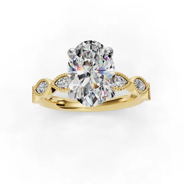 18K Yellow Gold Oval Engagement Ring Setting Image 4 SVS Fine Jewelry Oceanside, NY