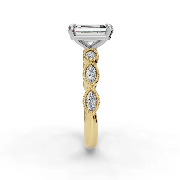 18K Yellow Gold Emerald Engagement Ring Setting Image 3 SVS Fine Jewelry Oceanside, NY