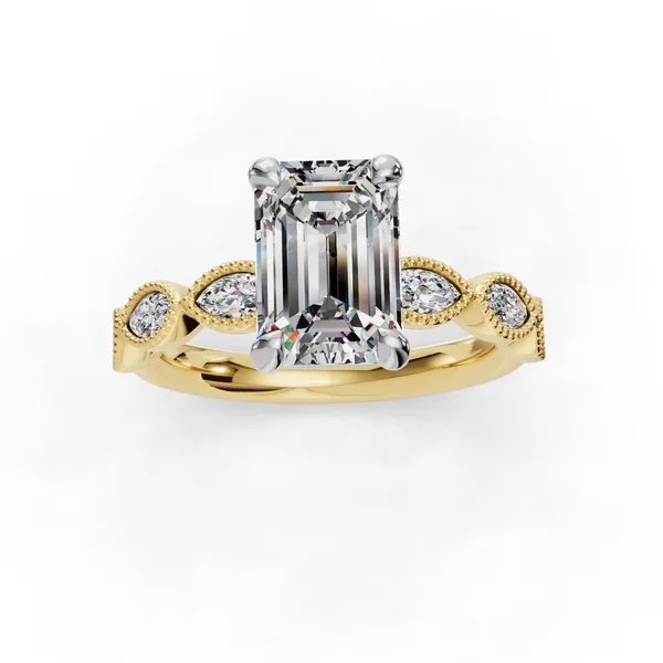 18K Yellow Gold Emerald Engagement Ring Setting Image 4 SVS Fine Jewelry Oceanside, NY