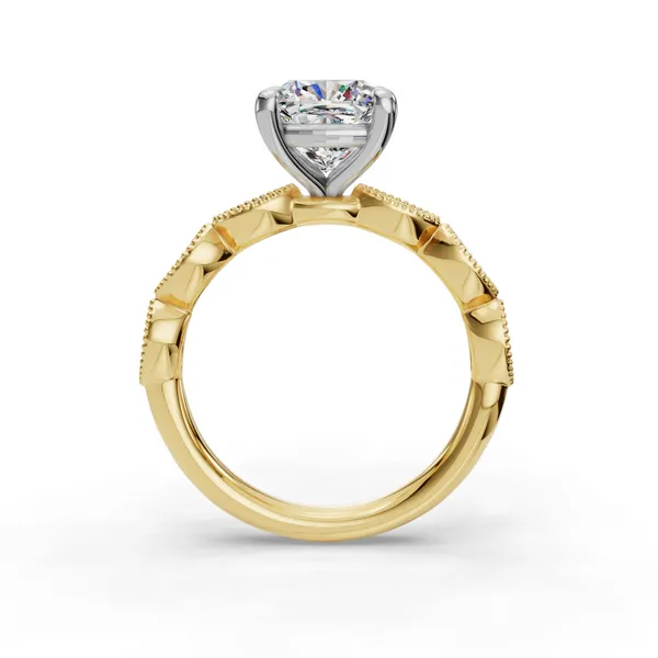 18K Yellow Gold Cushion Engagement Ring Setting Image 2 SVS Fine Jewelry Oceanside, NY