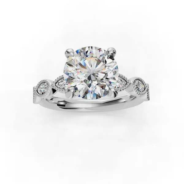 Platinum Round Engagement Ring Setting Image 4 SVS Fine Jewelry Oceanside, NY