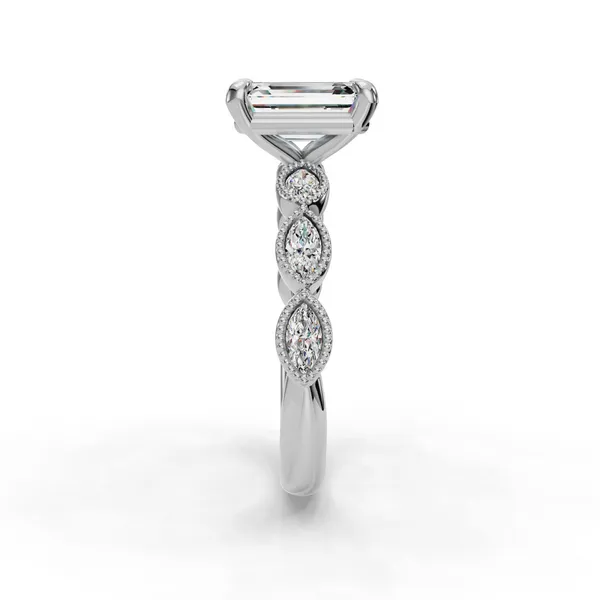 Platinum Emerald Engagement Ring Setting Image 3 SVS Fine Jewelry Oceanside, NY