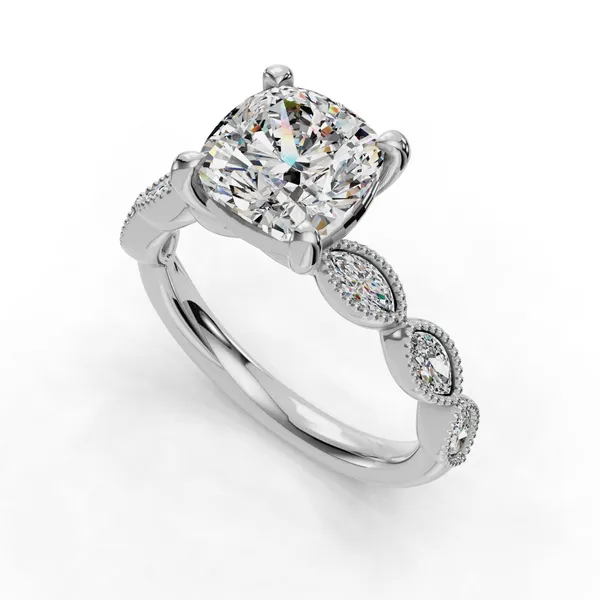 Platinum Cushion Engagement Ring Setting SVS Fine Jewelry Oceanside, NY