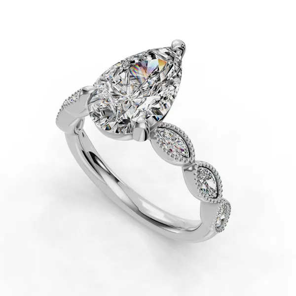 Platinum Pear Engagement Ring Setting SVS Fine Jewelry Oceanside, NY