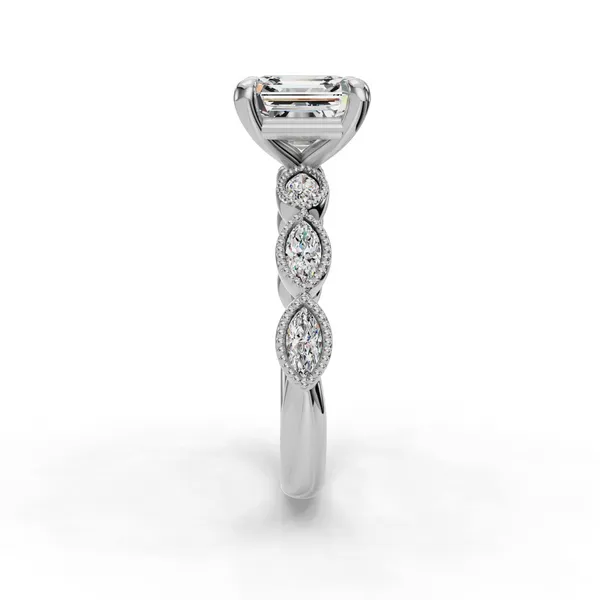Platinum Asscher Engagement Ring Setting Image 3 SVS Fine Jewelry Oceanside, NY