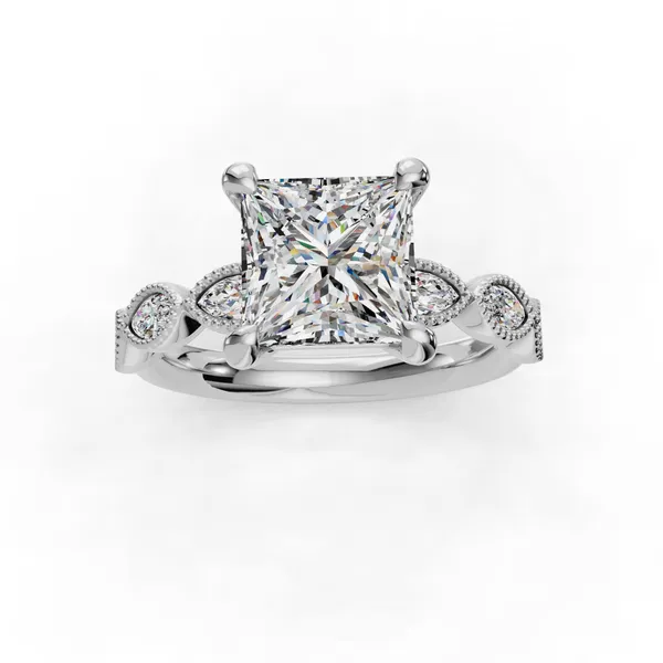 Platinum Princess Engagement Ring Setting Image 4 SVS Fine Jewelry Oceanside, NY