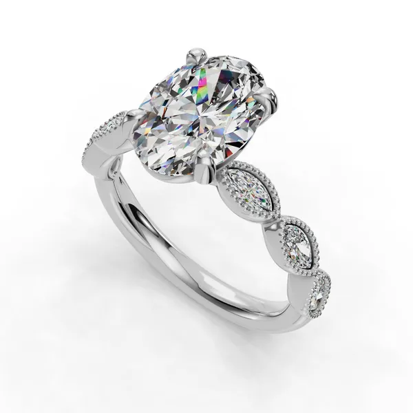 Platinum Oval Engagement Ring Setting SVS Fine Jewelry Oceanside, NY