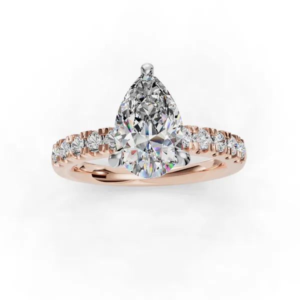 14K Rose Gold Pear Engagement Ring Setting Image 4 SVS Fine Jewelry Oceanside, NY