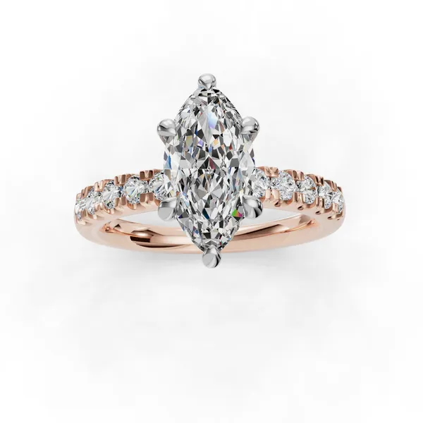 14K Rose Gold Marquise Engagement Ring Setting Image 4 SVS Fine Jewelry Oceanside, NY