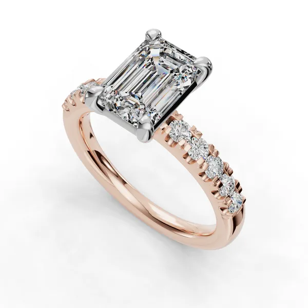 14K Rose Gold Emerald Engagement Ring Setting SVS Fine Jewelry Oceanside, NY