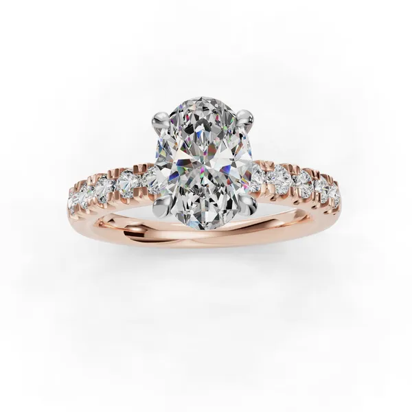 14K Rose Gold Oval Engagement Ring Setting Image 4 SVS Fine Jewelry Oceanside, NY