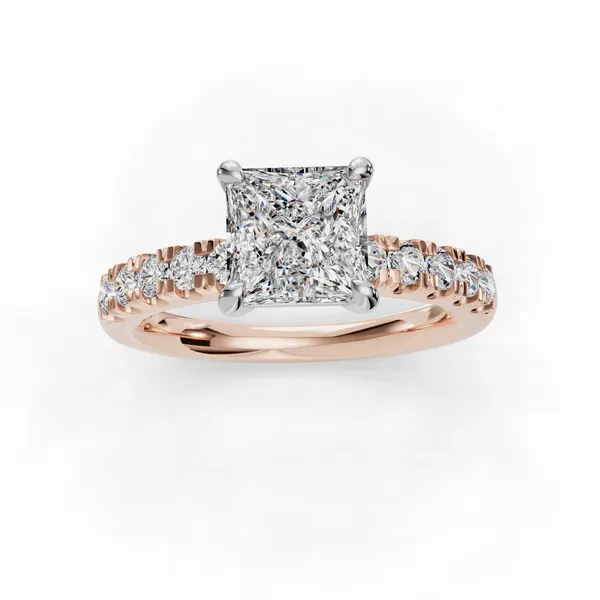 14K Rose Gold Princess Engagement Ring Setting Image 4 SVS Fine Jewelry Oceanside, NY