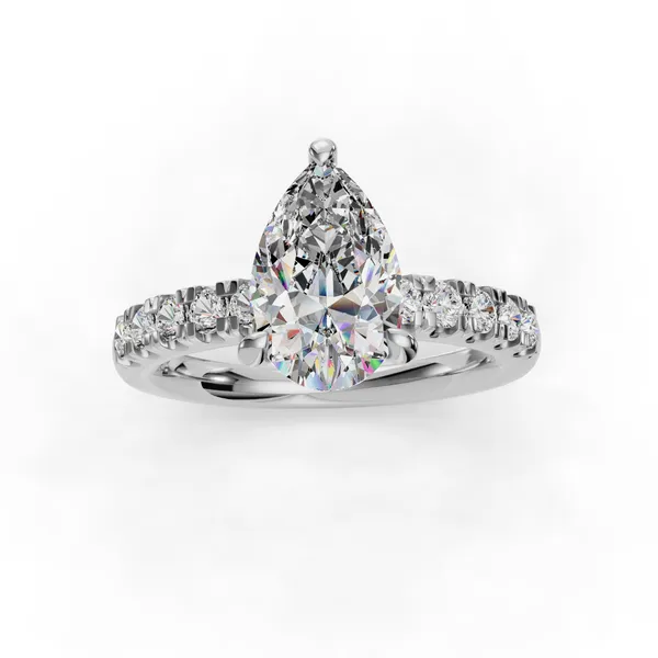 14K White Gold Pear Engagement Ring Setting Image 4 SVS Fine Jewelry Oceanside, NY