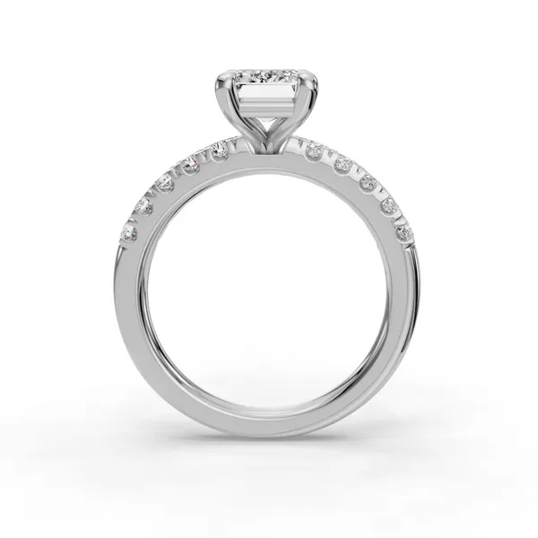 14K White Gold Emerald Engagement Ring Setting Image 2 SVS Fine Jewelry Oceanside, NY