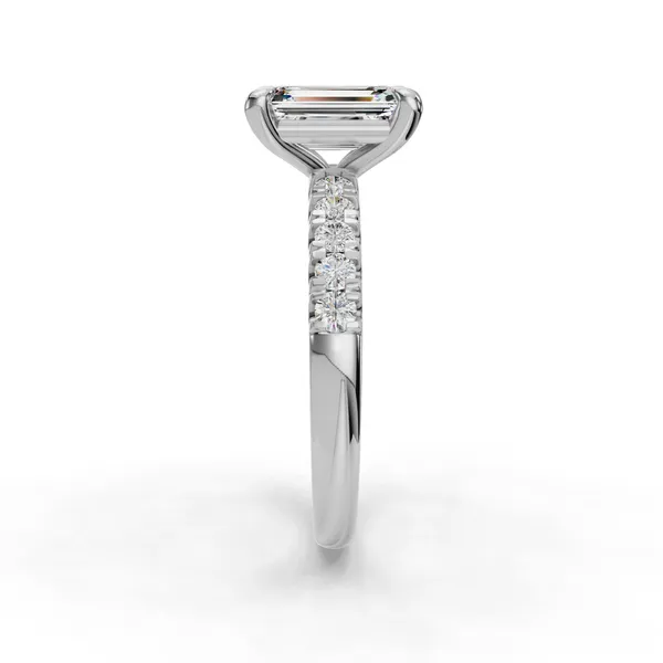 14K White Gold Emerald Engagement Ring Setting Image 3 SVS Fine Jewelry Oceanside, NY