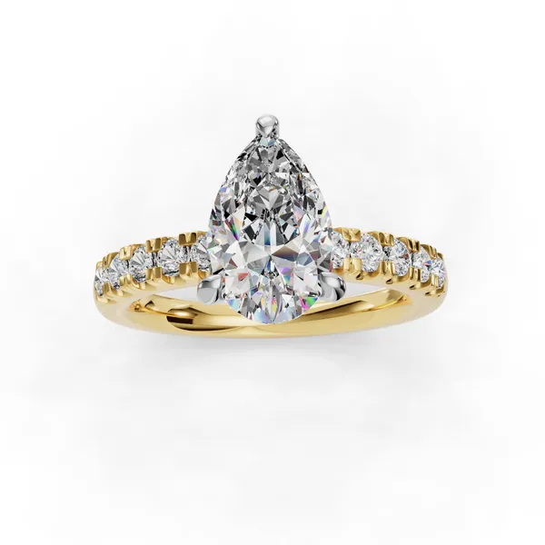 14K Yellow Gold Pear Engagement Ring Setting Image 4 SVS Fine Jewelry Oceanside, NY