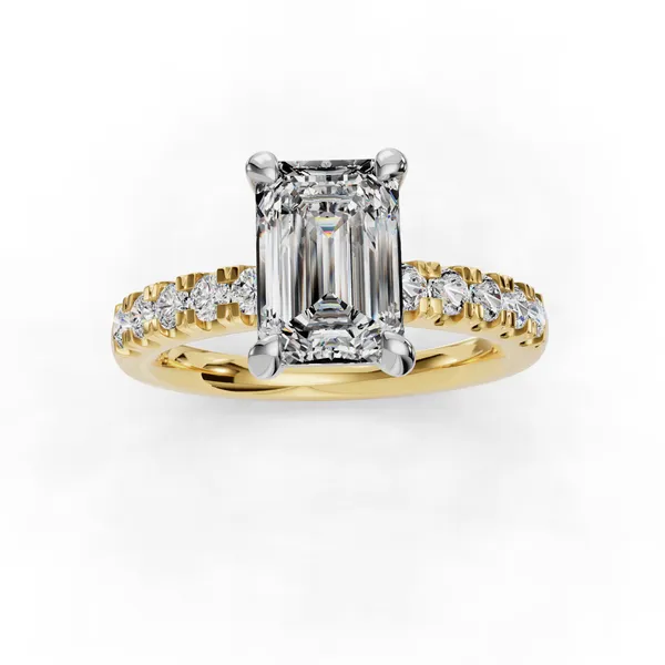 14K Yellow Gold Emerald Engagement Ring Setting Image 4 SVS Fine Jewelry Oceanside, NY