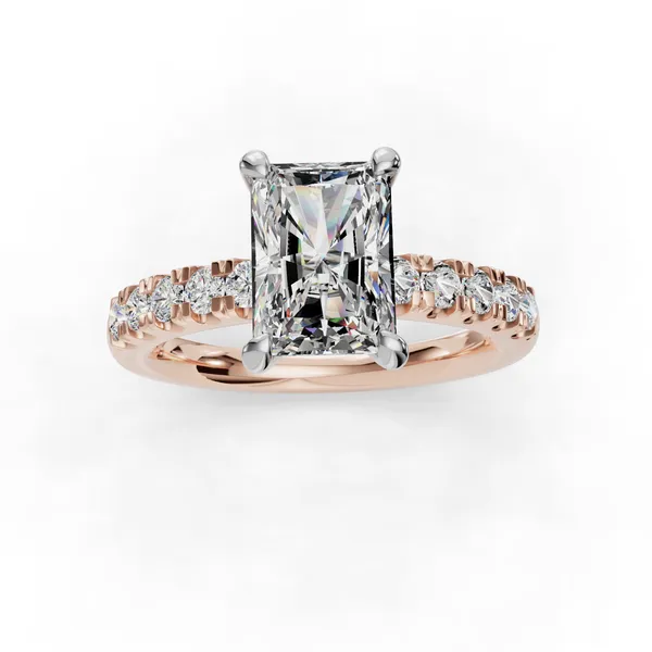 18K Rose Gold Radiant Engagement Ring Setting Image 4 SVS Fine Jewelry Oceanside, NY
