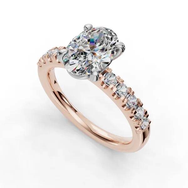 18K Rose Gold Oval Engagement Ring Setting SVS Fine Jewelry Oceanside, NY